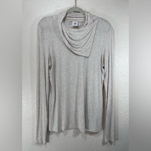 Cabi #3226 Long Sleeve Cowl Neck Lightweight Top in Oatmeal Women’s Medium - Picture 1 of 13